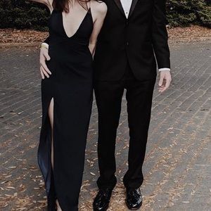 nasty gal navy plunge dress